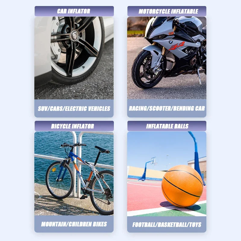 Wireless Car Inflator Pump Mini Portable Air Pump Fast Inflation Boost Electric Air Compressor for Motorcycle Bicycle Ball